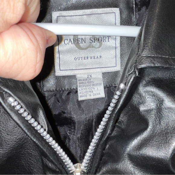 Weatherproof Jacket Black Faux Leather Womens Sz 2X Caren Sports outerwear zip - Picture 3 of 7